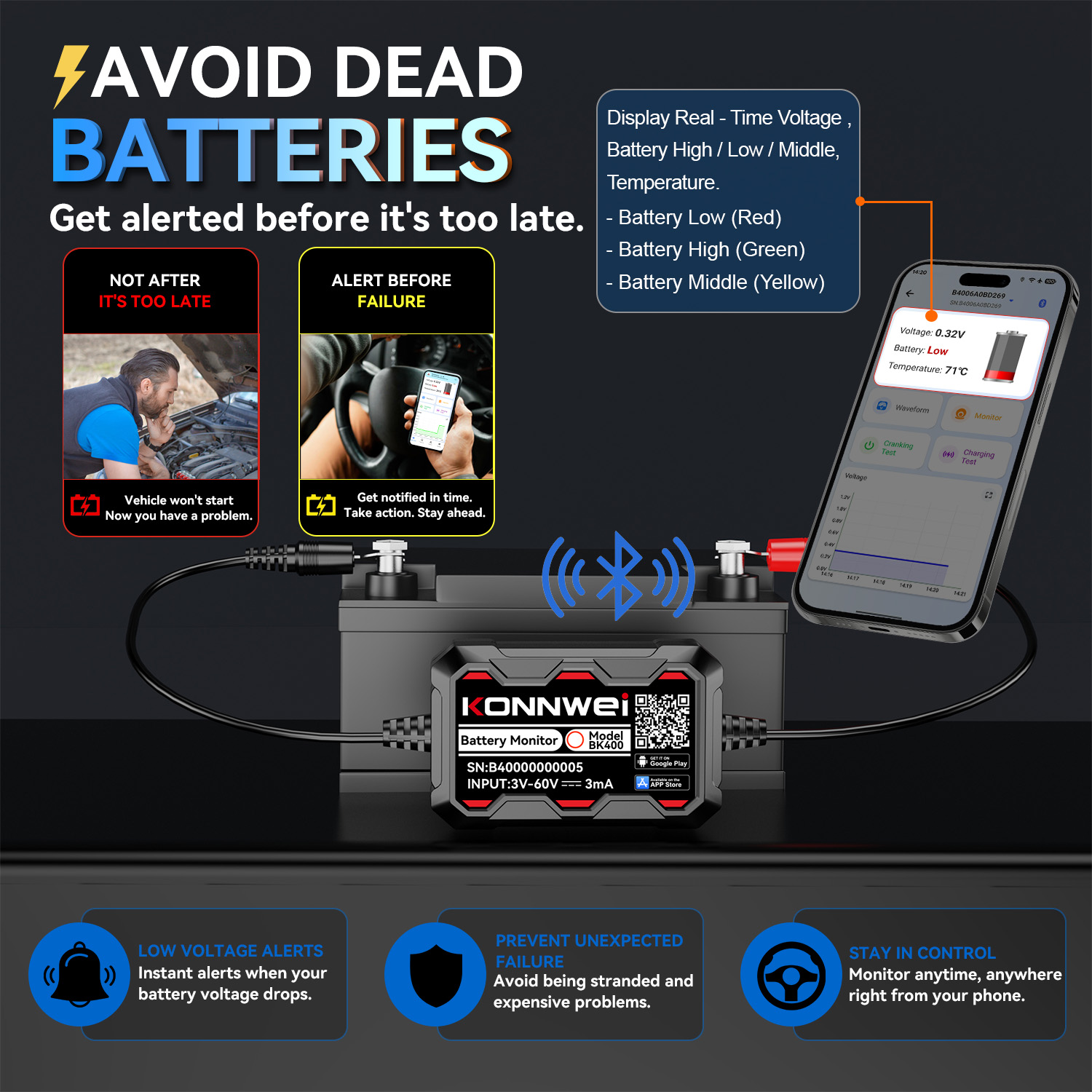 KONNWEI BK400 Bluetooth 5.2 Ca - Battery Load Tester review and price
